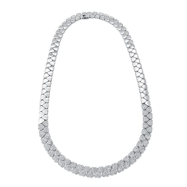 Natural 3.70 CTW Diamond Necklace 14K White Gold - REF-631T8X