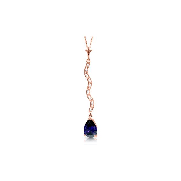 Genuine 1.79 ctw Sapphire & Diamond Necklace 14KT Rose Gold - REF-40Z7N