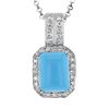 Image 1 : Natural 4.37 CTW Turquoise & Diamond Necklace 14K White Gold - REF-94T5X