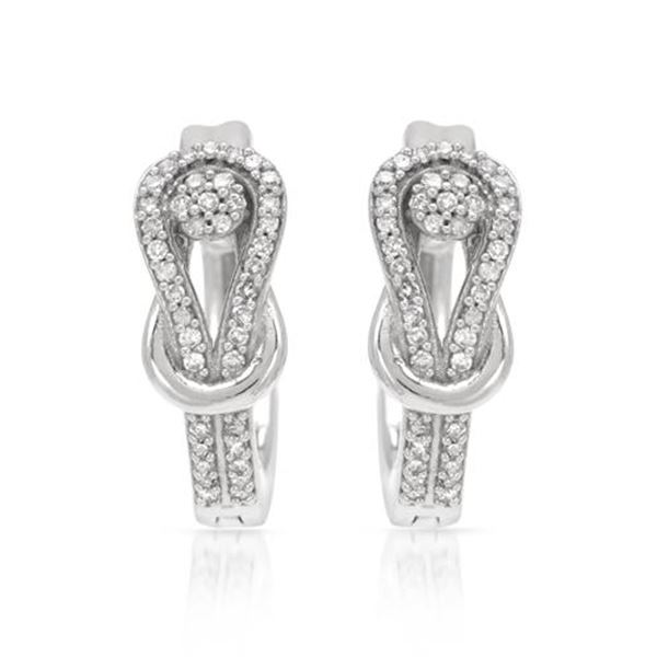Natural 0.27 CTW Diamond Earrings 14K White Gold - REF-60K3R