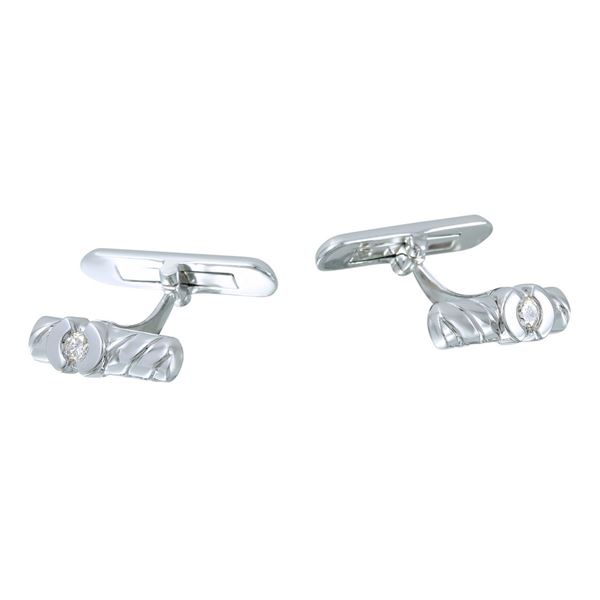 Natural 0.23 CTW Diamond Cuff Links 14K White Gold - REF-75T6X