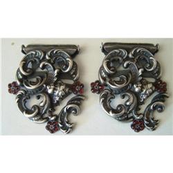 PAIR STERLING SILVER & GARNET SPENDER BUCKLES #1796752