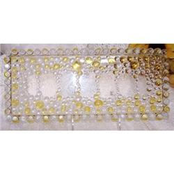 Candlewick-Like Glass Tray Yellow White Beads  #1796833