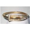 Image 1 : Pave Rhinestone & Gold Tone Hinged Bangle #1796868