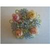 Image 1 : Forget-Me-Nots & Roses Celluloid Brooch Pin - #1797067