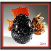 Image 1 : SGND HANDBLOWN BLACK / RED ART GLASS ROOSTER #1797311