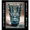 Image 1 : ART DECO AQUA BLUE CUT CRYSTAL VASE MOSER #1797370