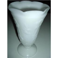 Iris and Herringbone 9" Vase-Milk Glass #1797506