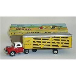 old Friction Tin Toy Livestock trailer truck #1798232