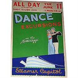 Old Vintage Art Deco 1930s Steamboat DANCE sign#1798244