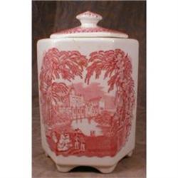 Masons VISTA Tea CADDY Canister PINK -Vintage- #1798436