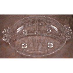 Cambridge ROSE Point 3 PART Oval DISH Footed #1798486