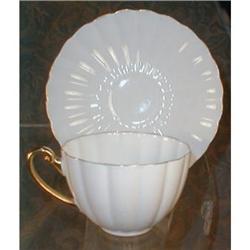 SHELLEY Fluted WHITE Cup & Saucer VINTAGE #1798520