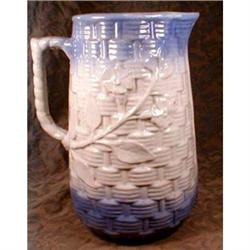 McCoy WILLOW Ware PITCHER Blue WHITE Antique #1798522