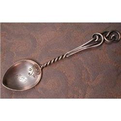 CURLED Sterling SPOON 1893 Hand Wrought ANTIQUE#1798536