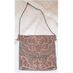 Beaded Pink Background Purse--Vintage #1798636