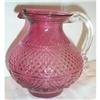 Image 1 : Hand Blown Cranberry PItcher Applied Crystal #1798638