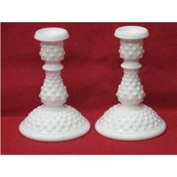 Nice pair of Fenton Hobnail Candlesticks(Milk #1798740