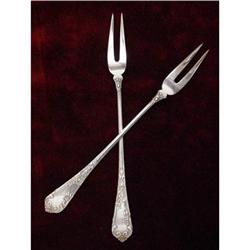 Two Long Serving / Pickle 0.800 Silver Forks #1798827