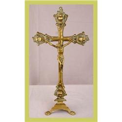 Antique French Religious Crucifix Standing #1798944