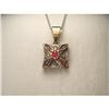 Image 1 : 18K Pink Gold Diamond Ruby Filigree Pendant #1799023