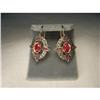 Image 1 : 18K Pink Gold Rose Cut Diamond Ruby Earrings #1799033