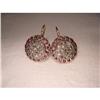 Image 1 : 18K Pink Gold Rose Cut Diamond Ruby Earrings #1799042