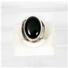 Image 1 : Designer Sterling Silver Oval Onyx Ring  #1799285