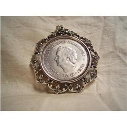 Large Silver Pendant with Silver 10 Guilden #1799535