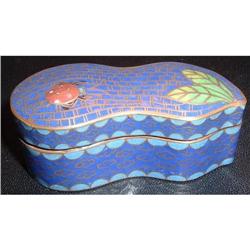 Peanut Shape Cloisonne Trinket Box with Ladybug#1799650