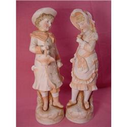 1900's German Bisque Pair Victorian Figures, #1799722