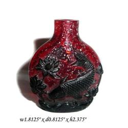 Red Base Blue KoiFish Peking Glass Snuff Bottle#1799761