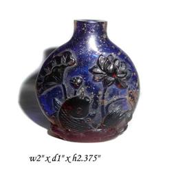 Blue Base Red KoiFish Peking Glass Snuff Bottle#1799762