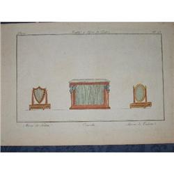 French Empire handcolored Furniture engraving #1800045