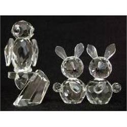 Lead Crystal Models of Two Rabbits and an Owl #1821336