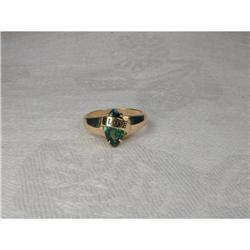 Estate 14K YG Gold Green Tourmaline Love Ring #1821503