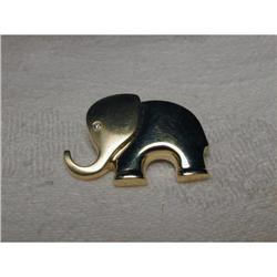 Estate 14K YG Diamond Elephant Animal Brooch #1821521