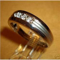 Mens 14K White Gold Diamond Wedding Ring #1821781