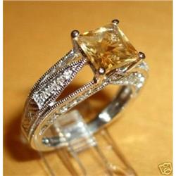 14K White Gold Diamond & Citrine Ring #1821782