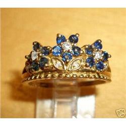 FRANKLIN MINT 18K Gold Diamond & Sapphire Ring #1821783