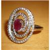 Image 1 : 14K White Gold Diamond & Ruby Right Hand Ring #1821785