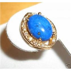 14K Yellow Gold Diamond & Lapis Lazuli Earrings#1821793