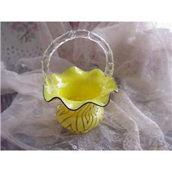 STRIKING CZECHOSLOVAKIAN ART GLASS BASKET #1821871