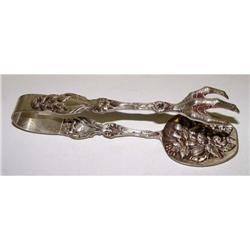19c Victorian Sterling Silver Tongs Bird Talon #1821885
