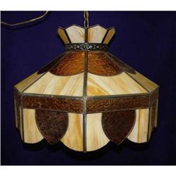 Slag Stain Glass Chandelier 8 Panel Sided #1821890