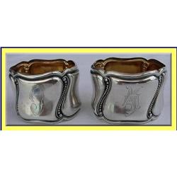 RUSSIAN SILVER  ART NOUVEAU PAIR NAPKIN RINGS #1821931