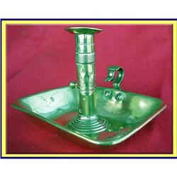 GEORGIAN ANTIQUE BRASS CANDLE HOLDER ENGLISH #1821932