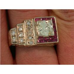 1.25ct OEC Diamond & Ruby 14k Y Gold Ring #1832033