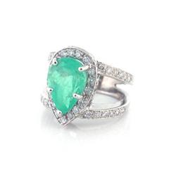 5.25ct Muzo Emerald & Diamonds Ring in 14k WG #1832037