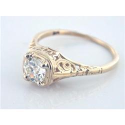 Deco 0.75ct Diamond Solitaire in 14k YG Ring #1832038